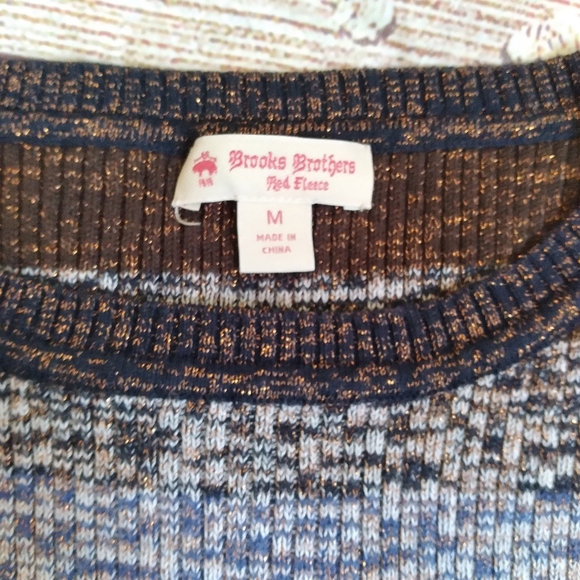 Brooks Brothers color block & metallic sweater sz M - Picture 4 of 5